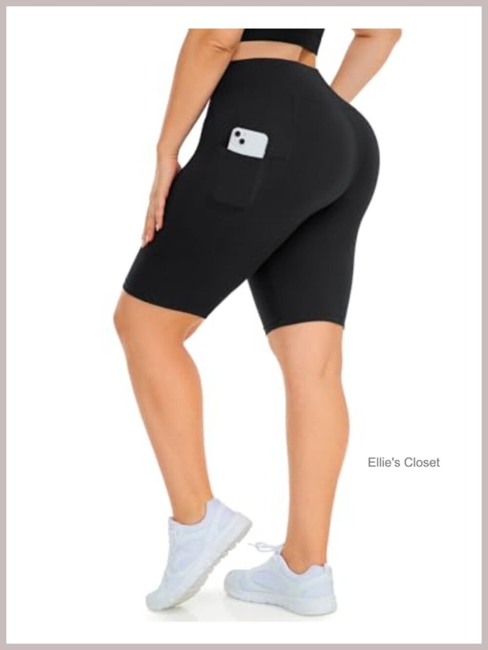 Plus Size 8" High Waisted Tummy Control Bike Shorts with Pockets for Women